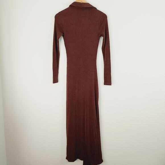 SER.O.YA Retrofete Elm Velvet Wrap Midi Dress Brown V-Neck S NWT - Picture 12 of 14